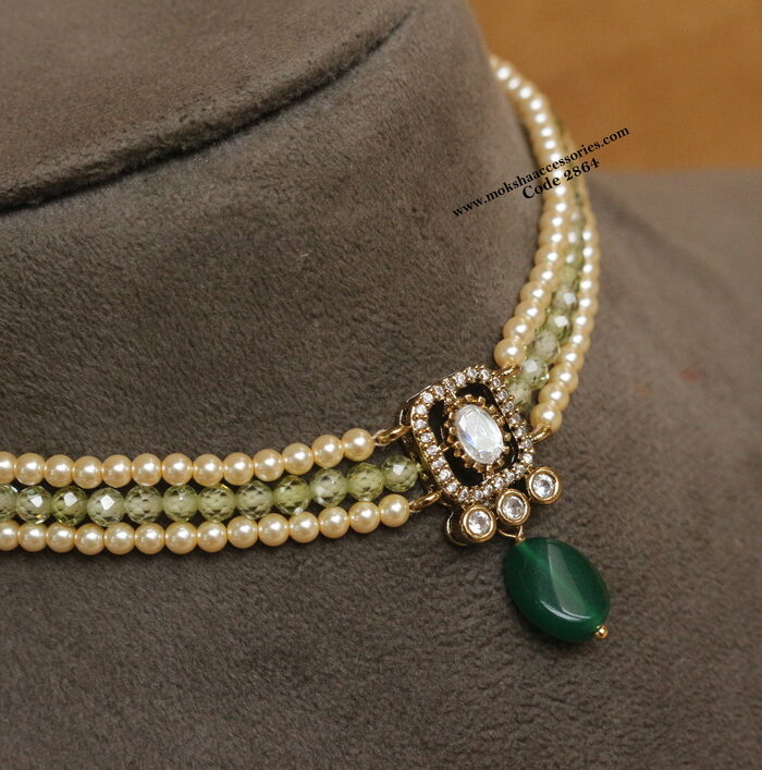 Victorian pendant with cz beads and sarvoski pearl