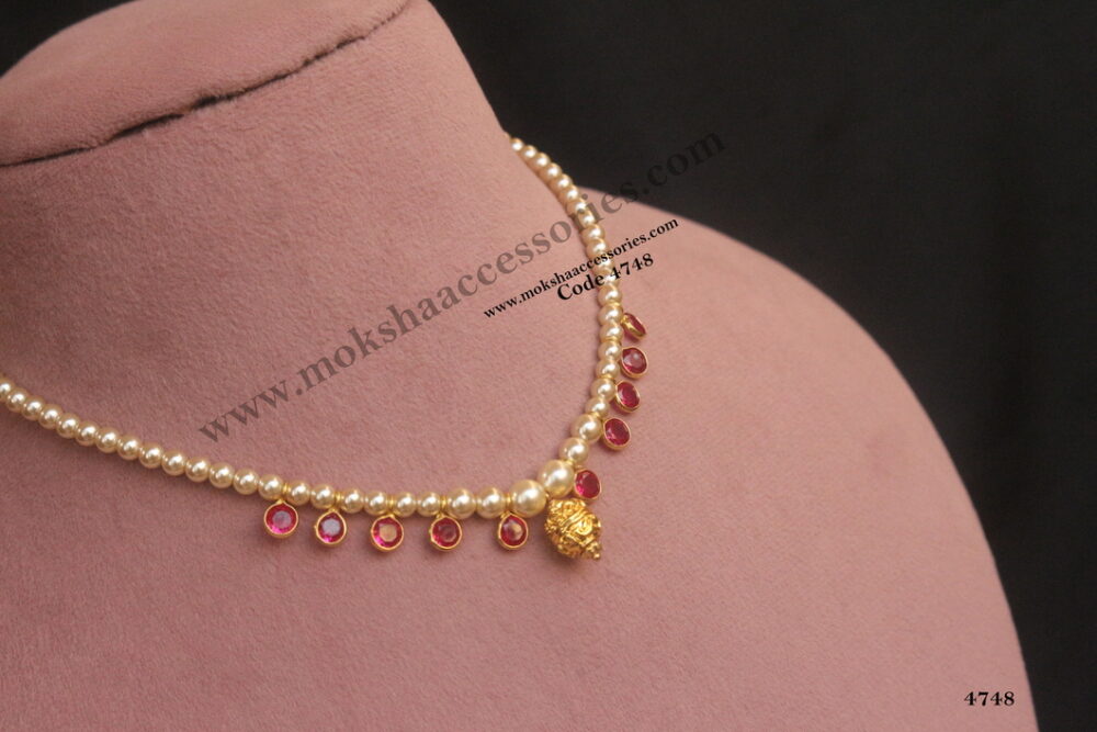 Ruby drops with gold drop and sarvoski pearl