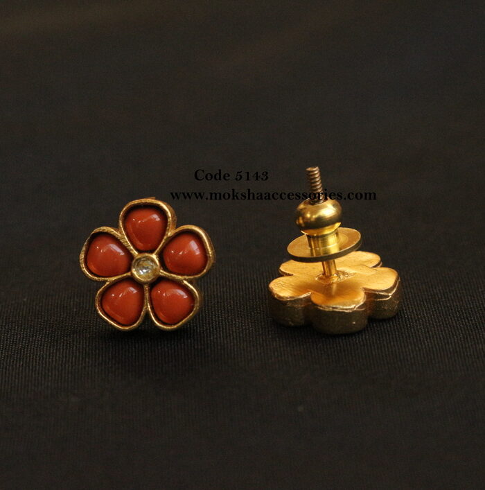 Coral studs with back screw