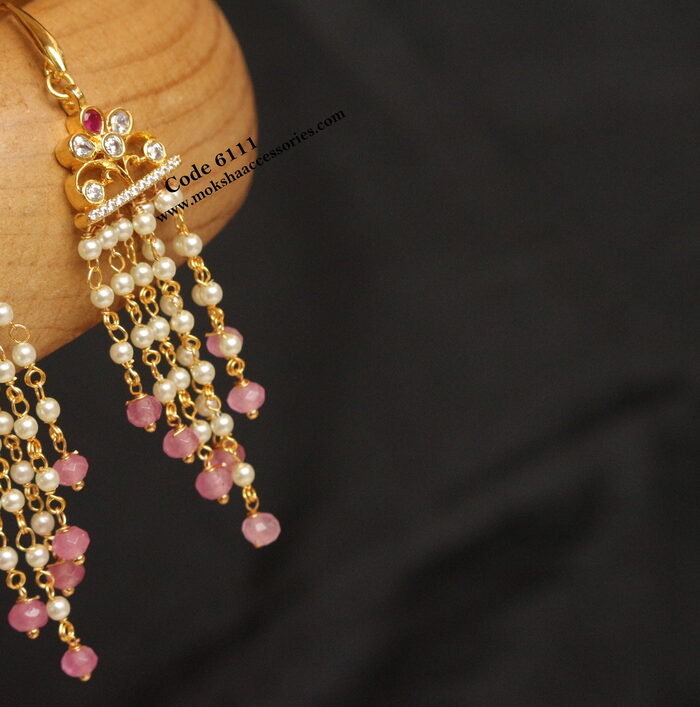 CZ earrings with pearl chain