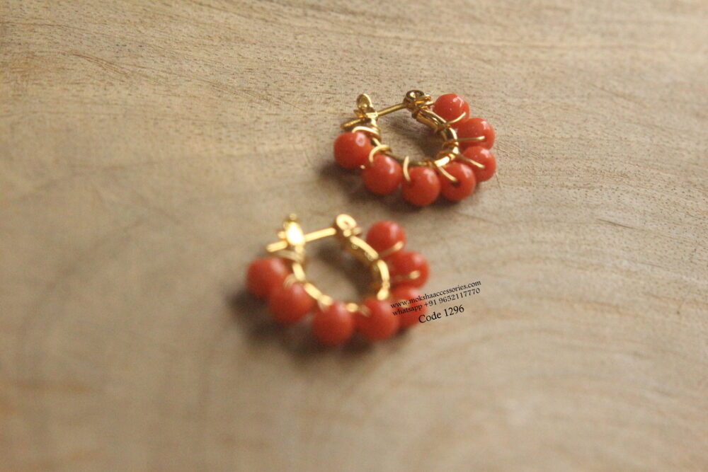 Coral beads hoops