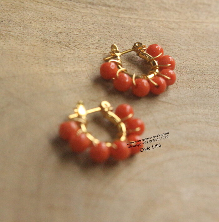 Coral beads hoops