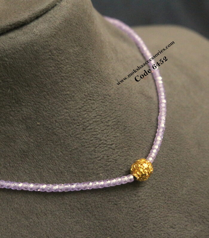 CZ beads with gold ball choker