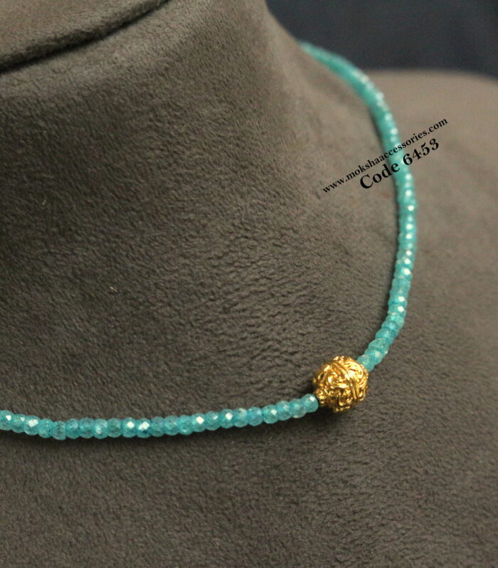 CZ beads with gold ball choker
