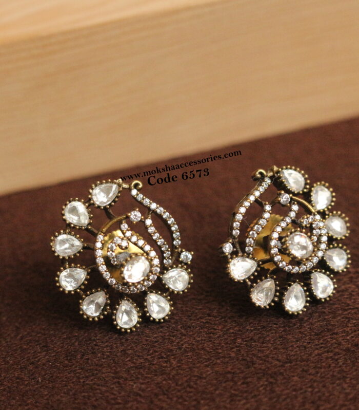 Peacock mozonite stone studs