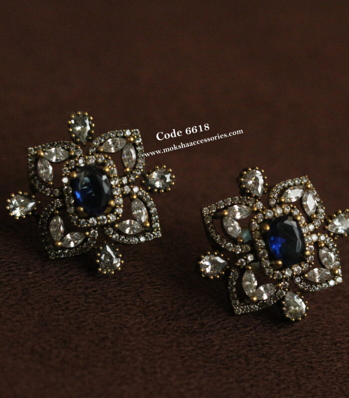 CZ blue and white stone studs