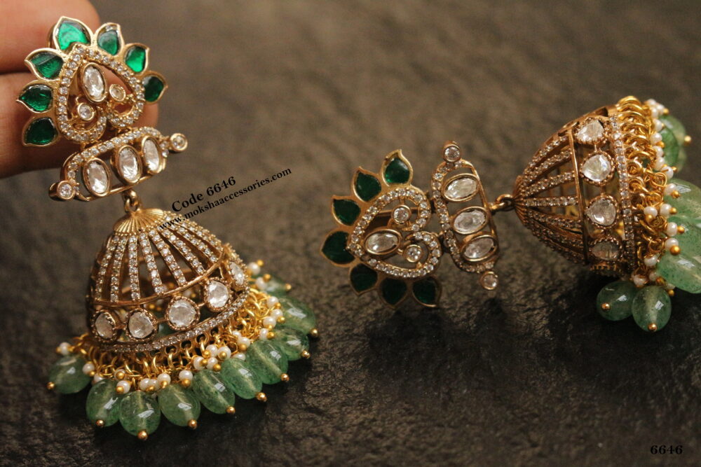 Mozonite stone jhumki