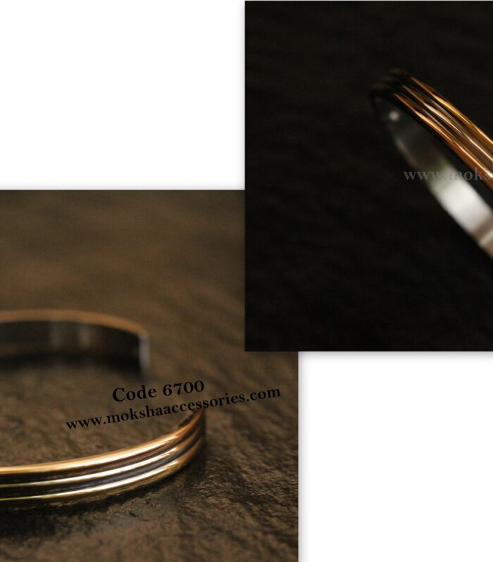 Gold and silver plated bracelet with open lock pattern