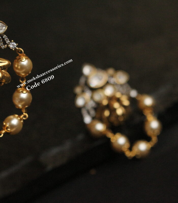 Antique gold earrings with mozonite stones and antique gold ball
