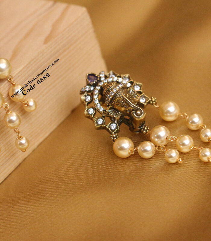 Ganesh studs with sarvoski pearl drops