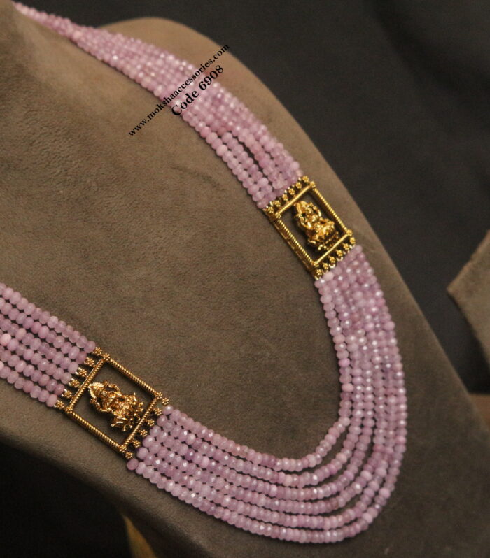 Lakshmi pendants with onyx pink beads