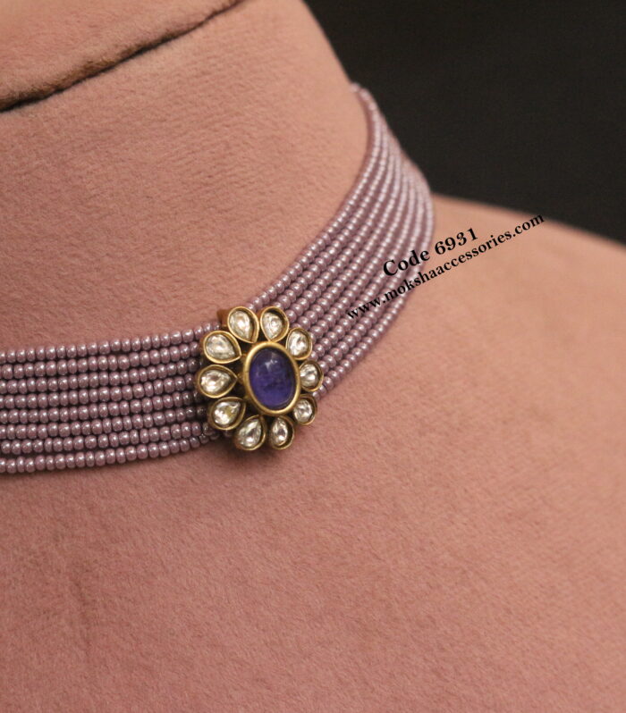 Antique gold pendant with onion pink beads