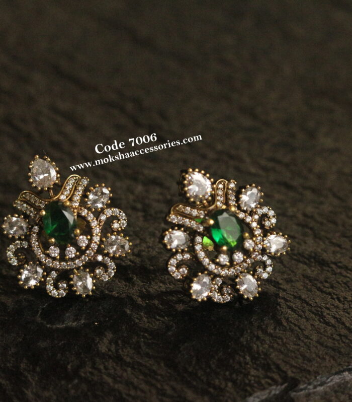 CZ emerald stone studs