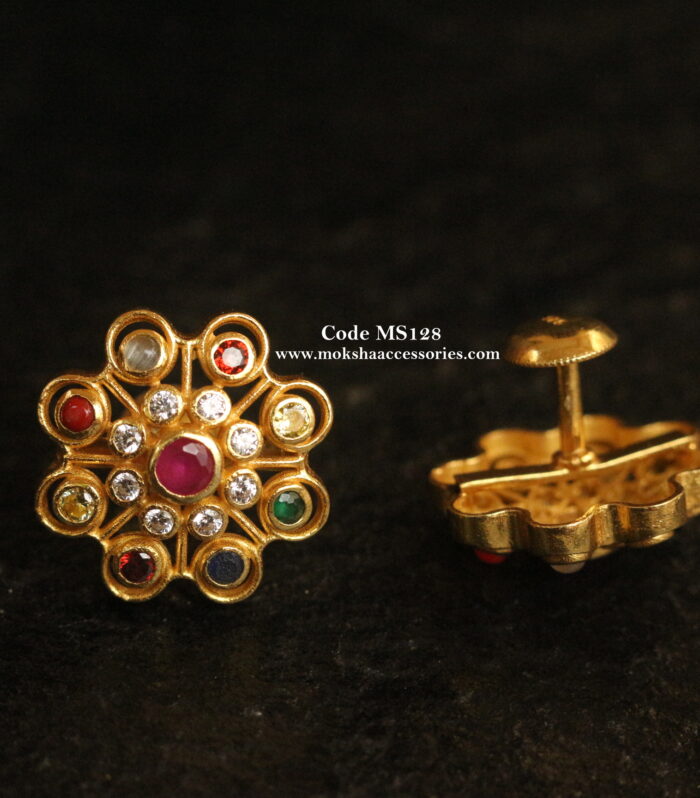 92.5 silver navrathan studs(7.8 Gms)