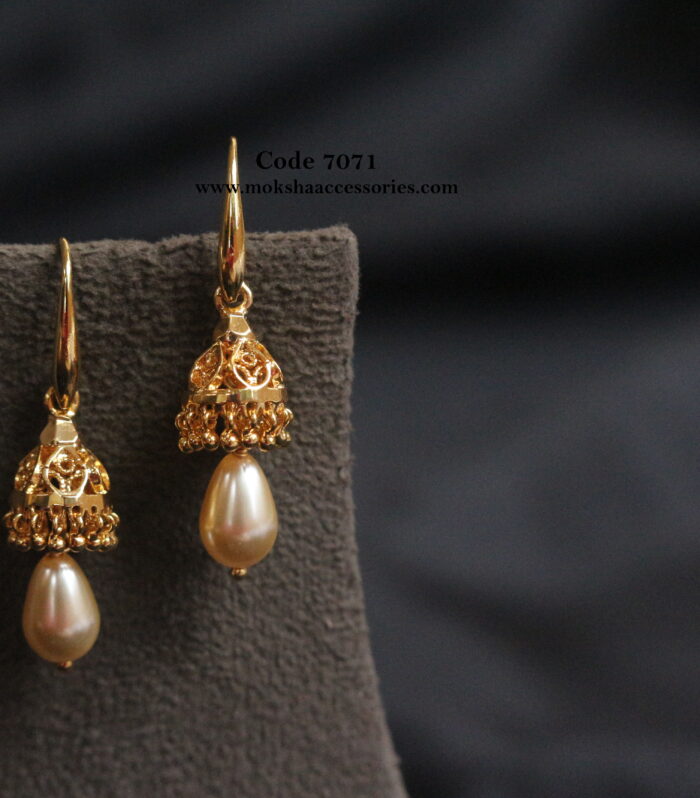 Gold Jhumki with gold drop