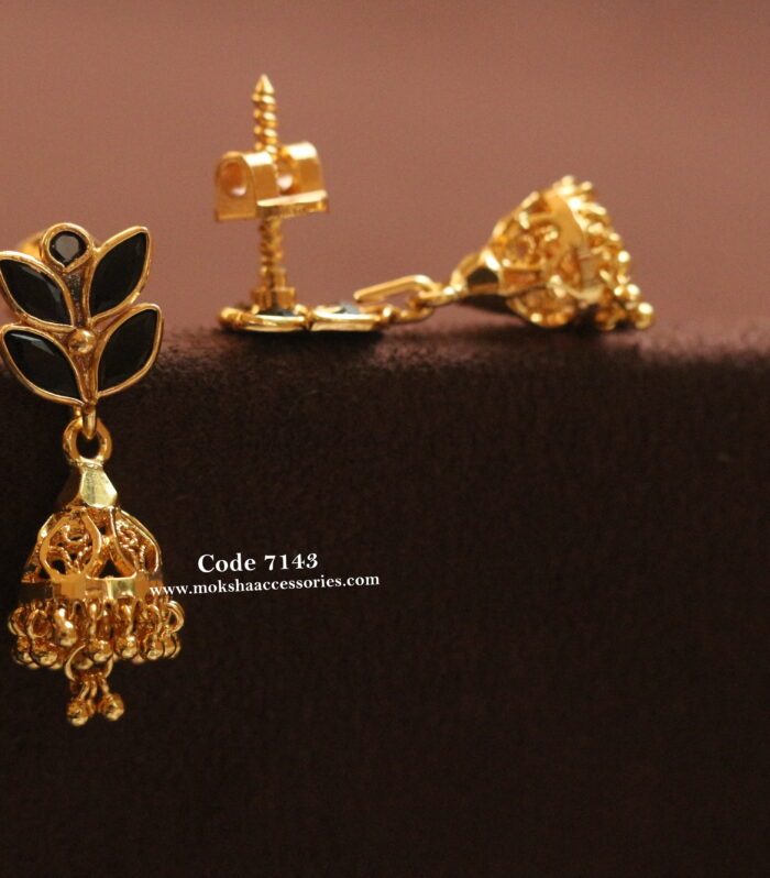 CZ studs with gold jhumki