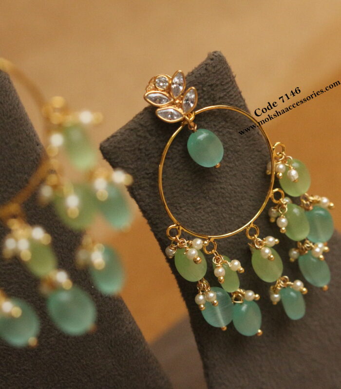 CZ studs chandbali earrings with back screw