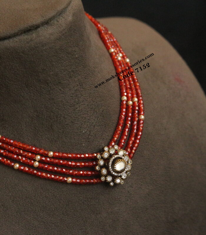 Mozonite stone pendant with real cz beads and sarvoski pearls