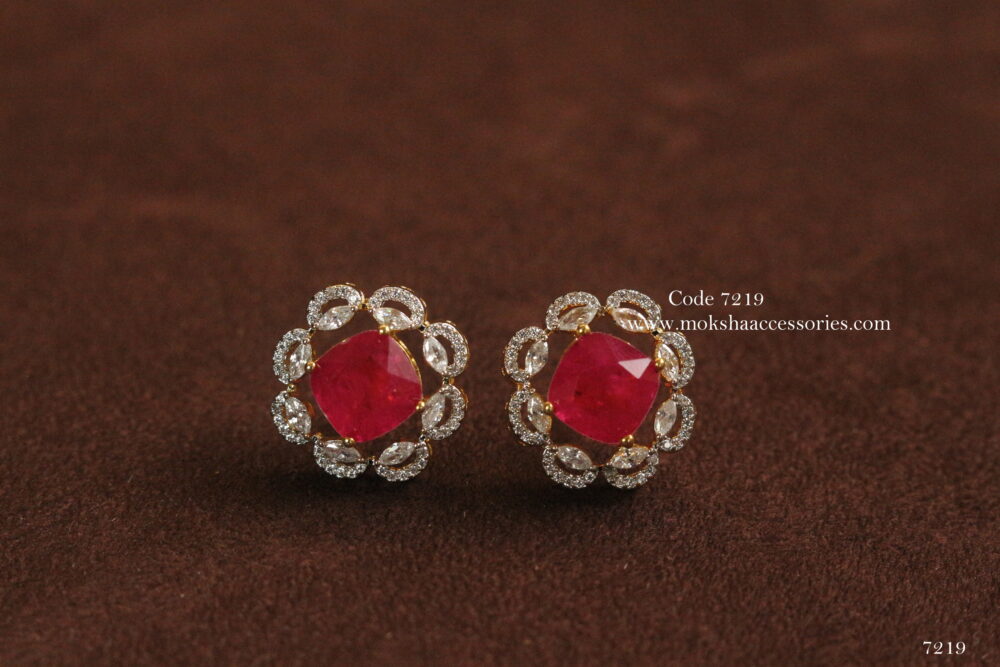 CZ ruby stone studs
