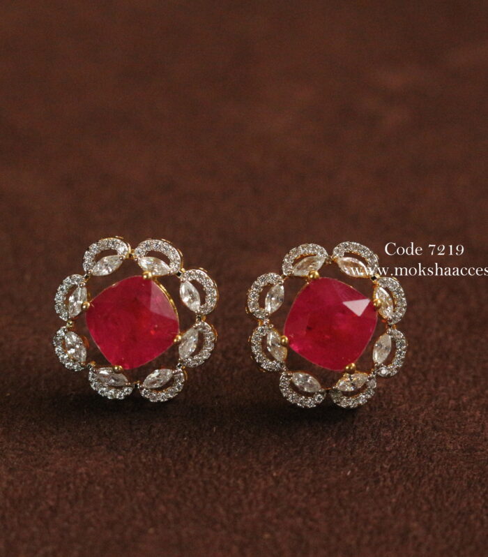 CZ ruby stone studs
