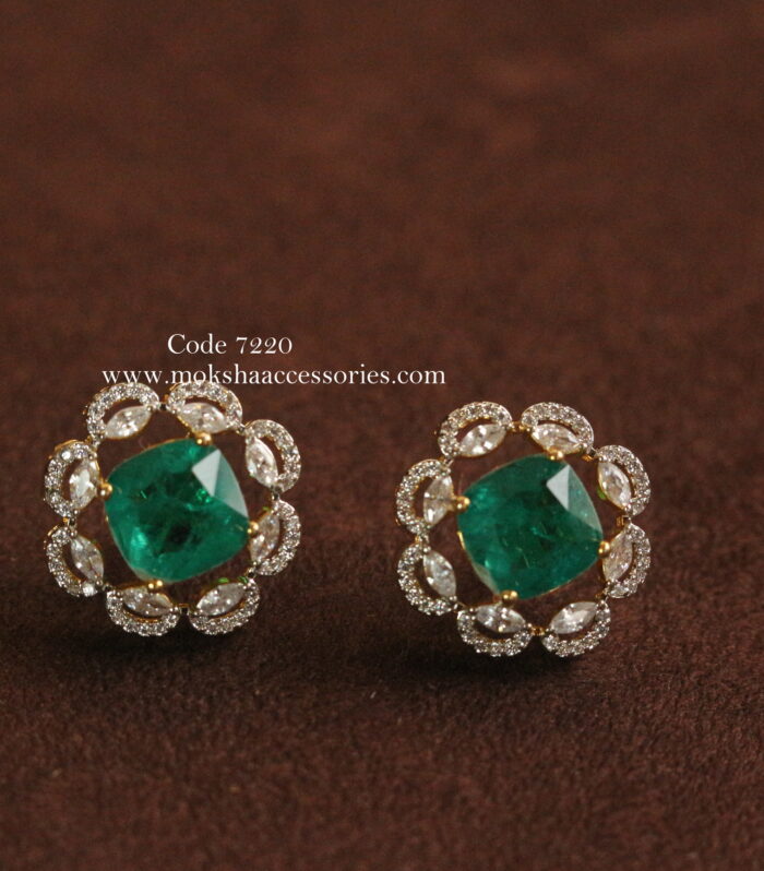 CZ emerald stone studs