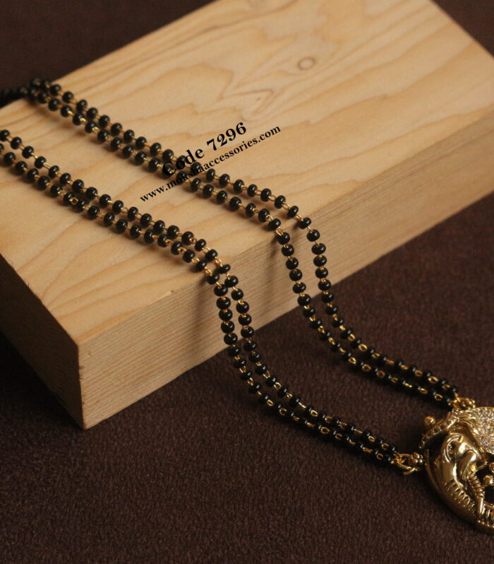 Ganesh antique gold pendant with black beads