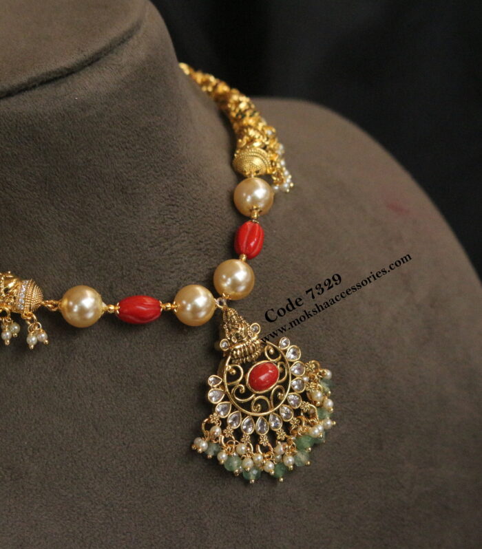 Kante with coral lakshmi devi pendant
