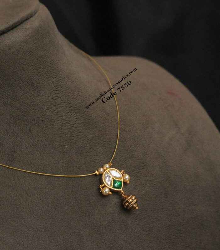 Invisible chain with jadaukundan pendant