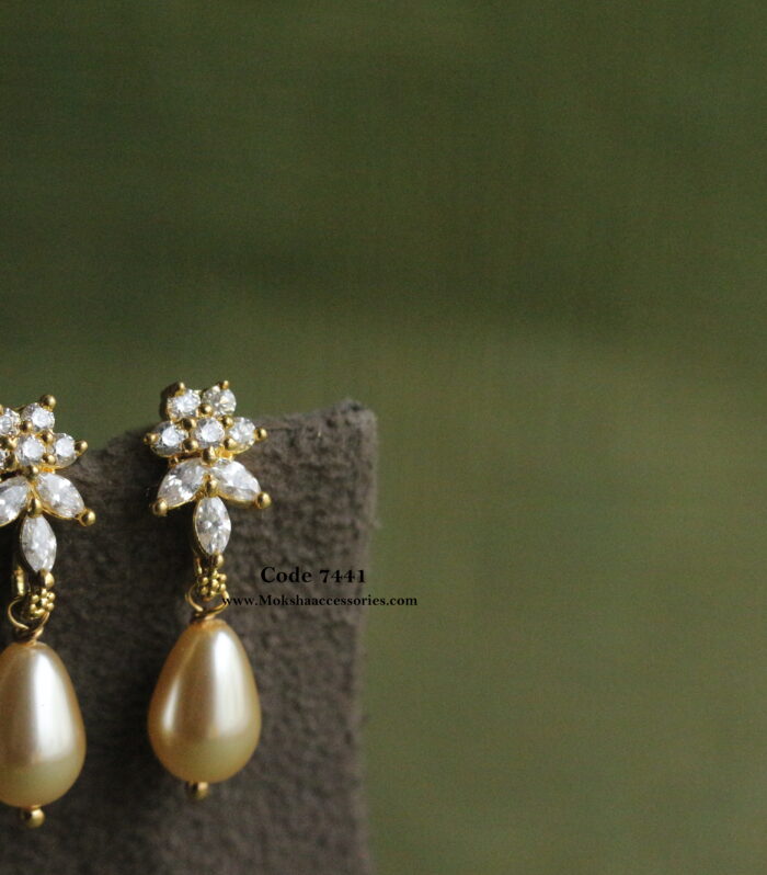 Changeable cz studs with pearl drops