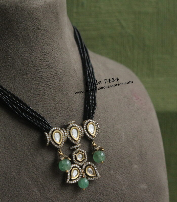 Victorian pendant with black beads