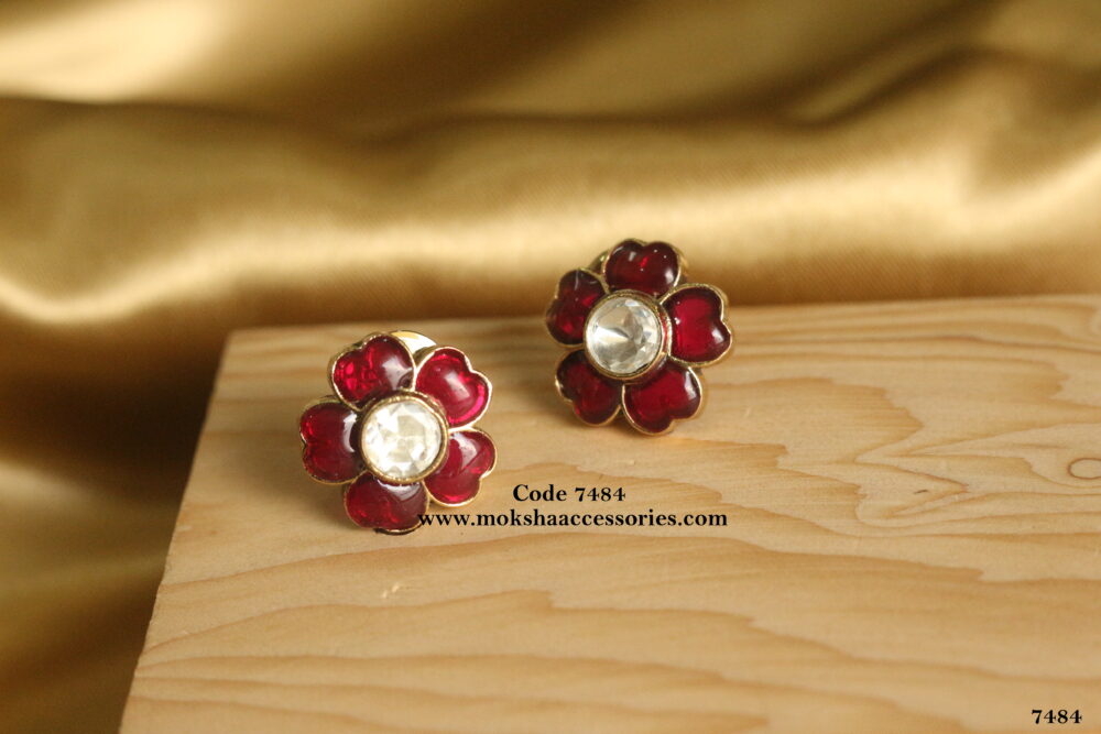 Ruby kundan studs