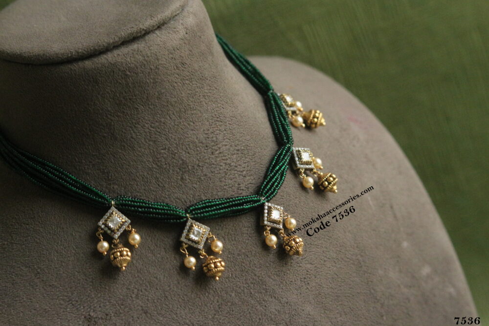 Victorian pendants with green beads