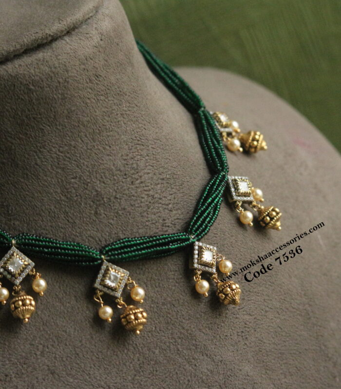 Victorian pendants with green beads