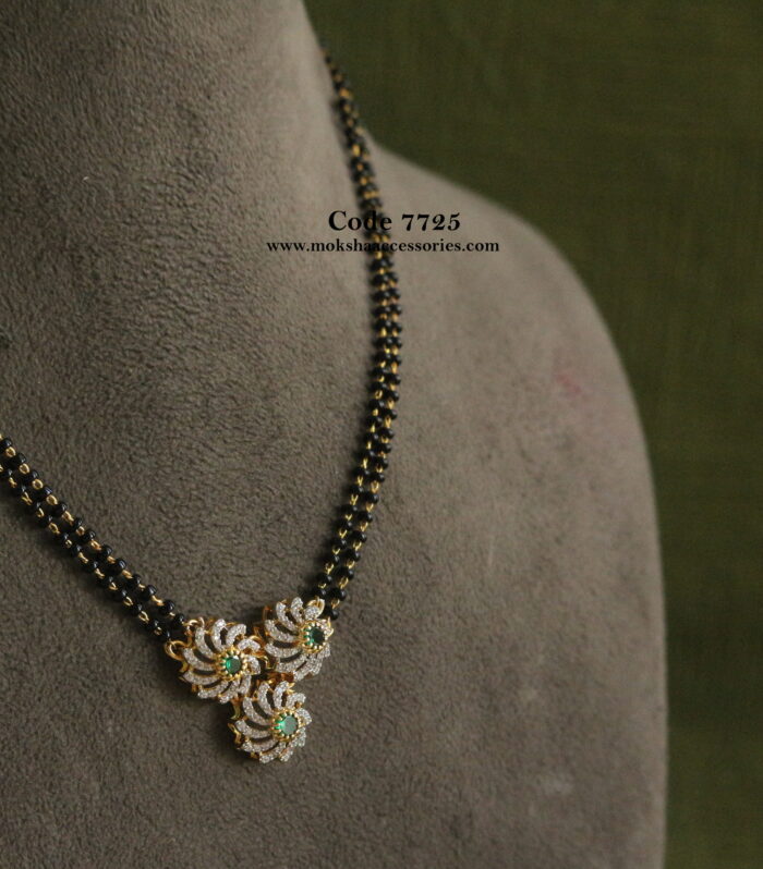 Black beads with cz pendant