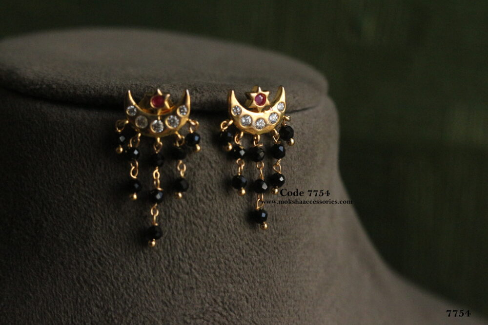 CZ earrings with black beads