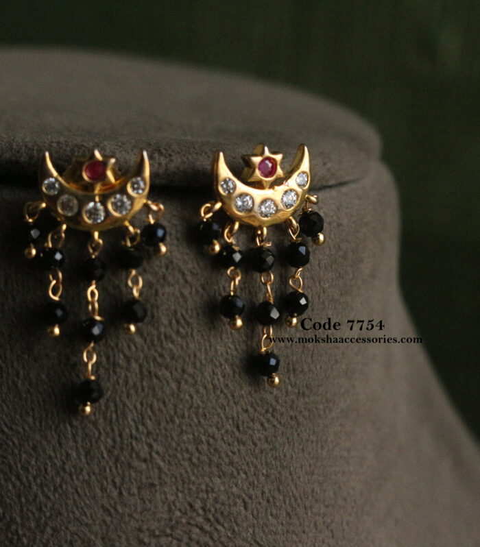 CZ earrings with black beads