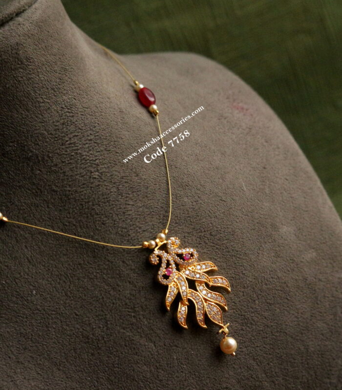 Invisible chain with cz ruby stone pendant
