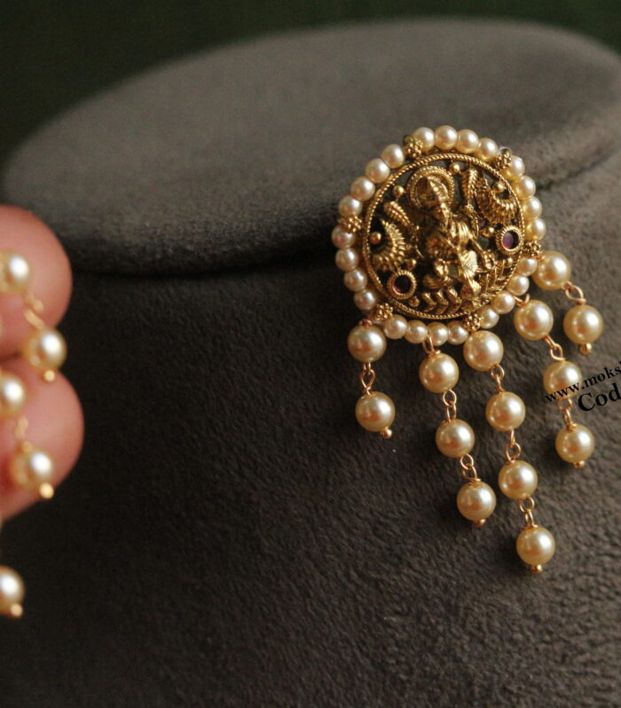 Lakshmi devi earrings with sarvoski pearls
