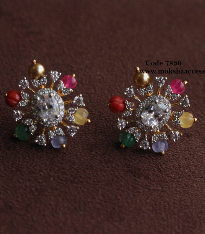 Multicolor CZ diamond alike studs