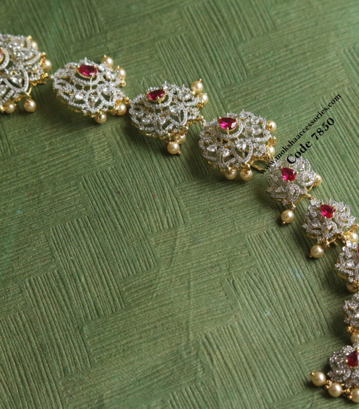 Hair accessories with ruby and cz stone (Length 10 inches)