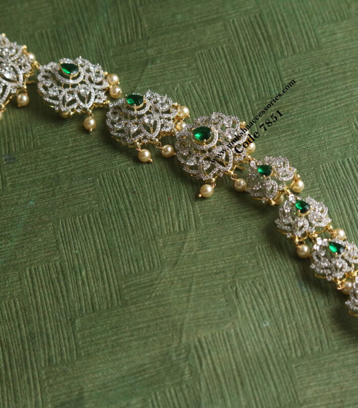 Hair accessories with emerald and cz stone (Length 10 inches)