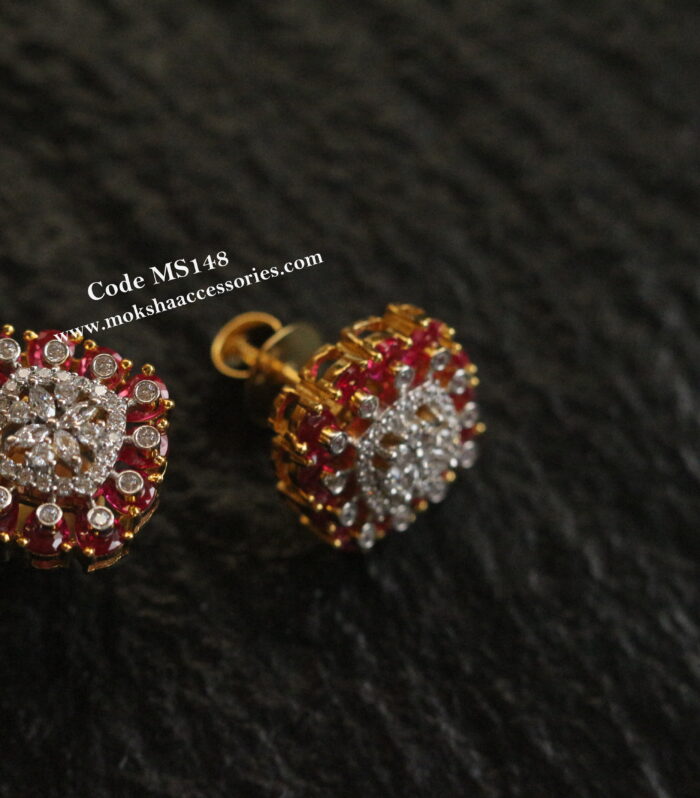 92.5 silver ruby stone studs (8.5 gms)