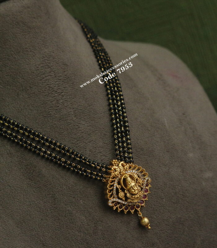 Balaji pendant with black beads