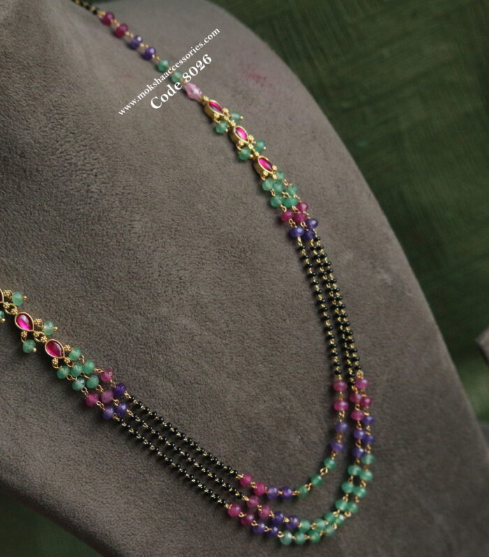 Black beads with multicolor beads