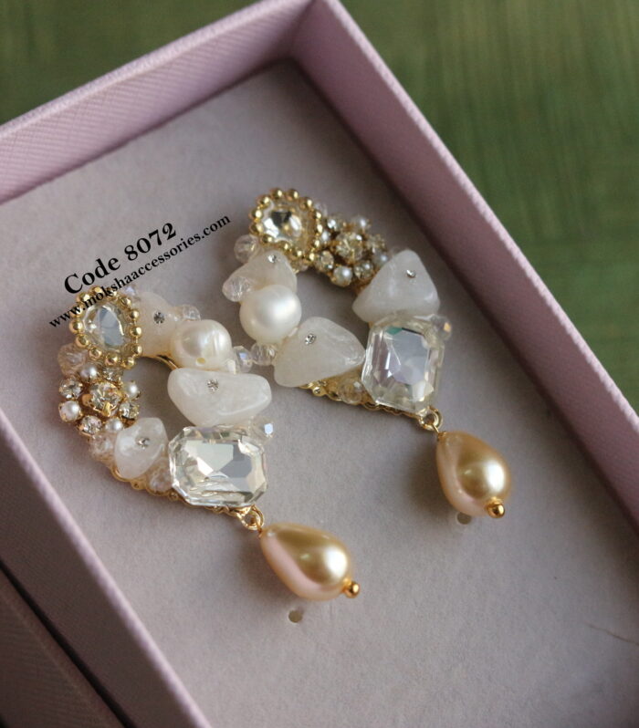 pearl and stone earrings