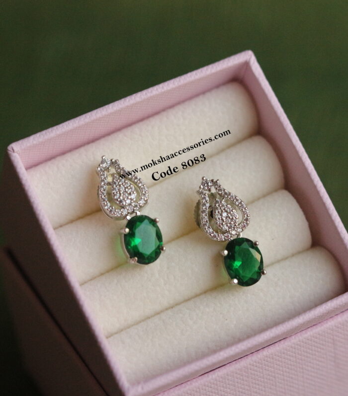Silver studs with emerald stone