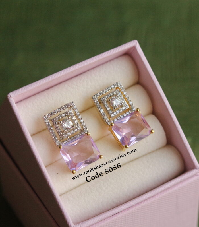 CZ studs with lite purple stone
