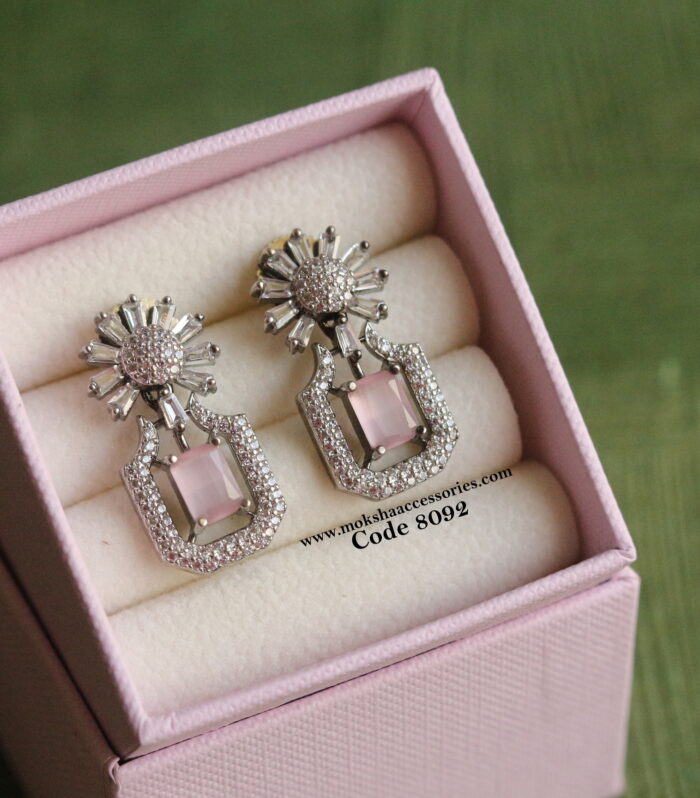 CZ studs with lite pink stone