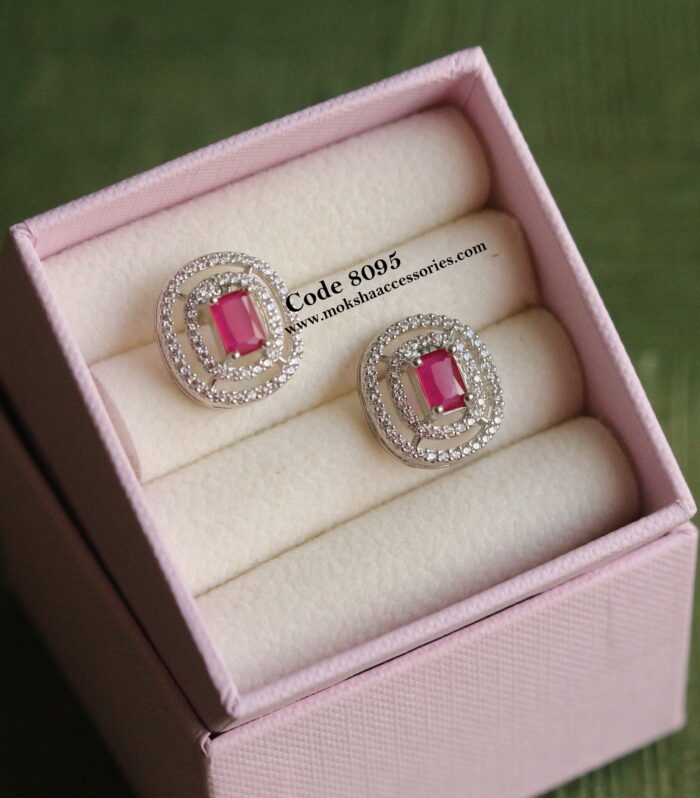 CZ studs with pink stone