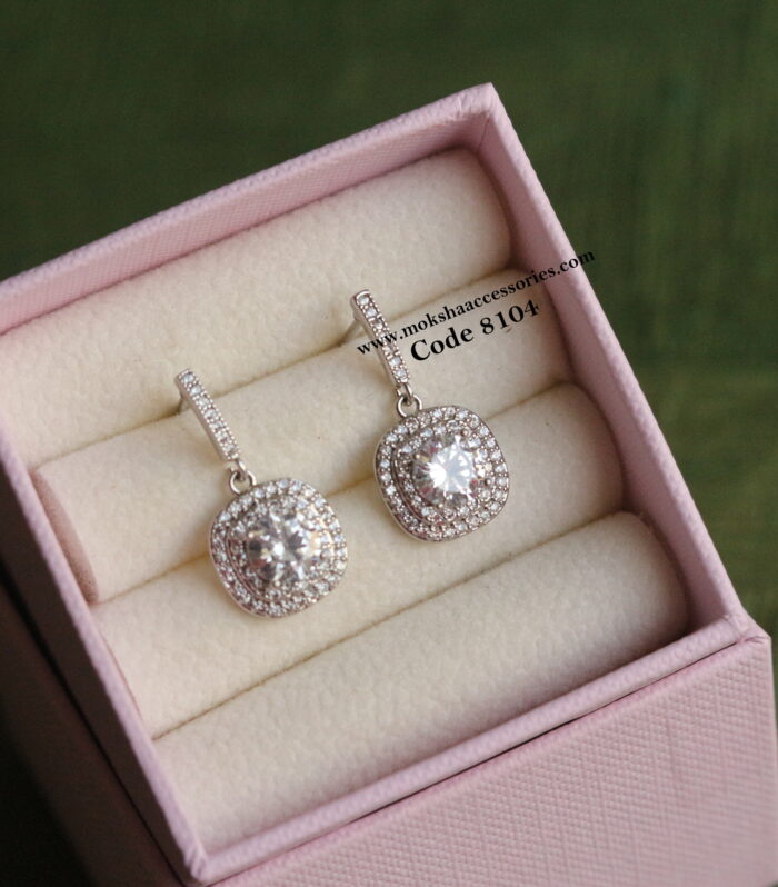 Silver cz stone studs